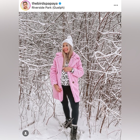 Shady Lady Light Pink Teddy Midi Coat - Picture 9 of 11